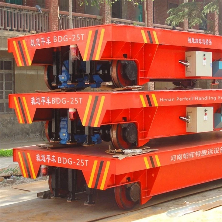 Motorized Rail Transfer Trolley For Foundry Parts